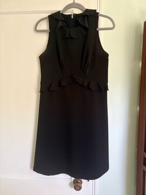 Tommy Hilfiger Black Sleeveless Ruffle-Detail Shift Dress